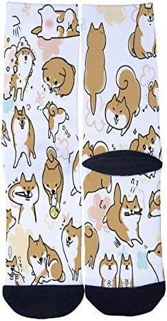 WsClet A group of Shiba inu Casual Crew Running Socks Black