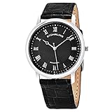 Stuhrling Original Men's 645.03 Classique Swiss Quartz Ultra Slim Black Leather Watch