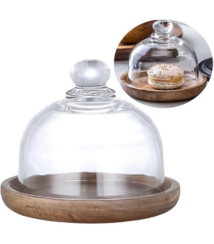 Amazon.com: XIZHI Glass Dome with Wooden Base Mini Cheese  New!Glass Cloche with Wooden Base Cheese Dome main image 0
