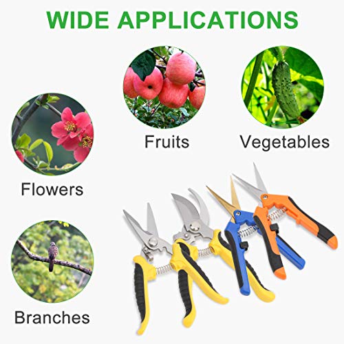 image for GROWNEER 4 Packs Pruning Shears Gardening Shear with Straight and Curv