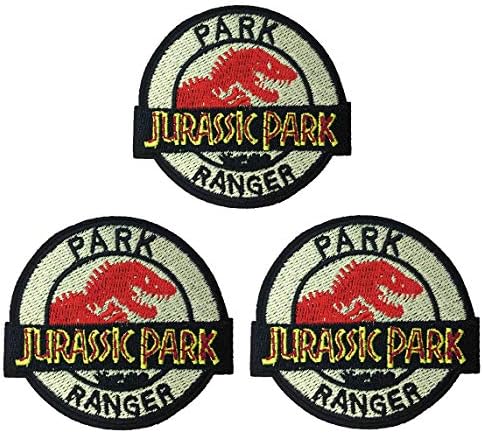 Main Street 24/7 Jurassic Park Park Ranger 2 3/4" Diameter Set Of 3 Embroidered Patches
