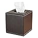 KINGFOM Square Pu Leather Tissue Box Cover, Modern Facial Tissue Holder, Roll Tissues Paper Case Dispenser for Bathroom Vanity Countertop, Night Stands, Office Desk & Car(Brown)