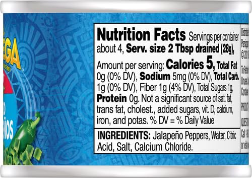 ORTEGA DICED JALAPENOS, HOT, 4 OUNCE