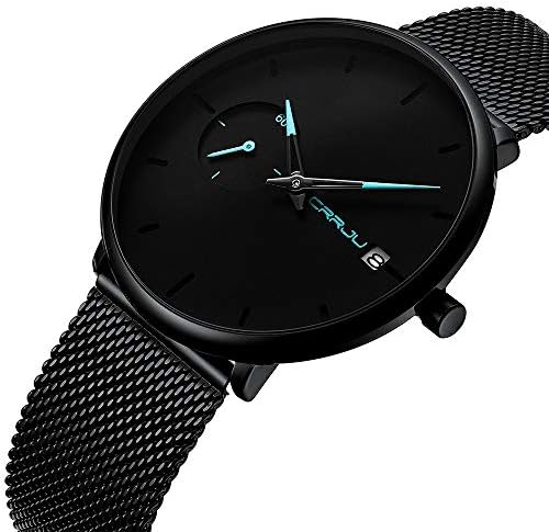 Men’s Fashion Minimalist Wrist Watches Quartz Analog Date with Gun Black Milanese Magnetic Closure Stainless Steel Band