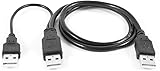 SODIAL(R) USB 2.0 Type A Male to Dual USB A Male Y Splitter Cable Cord Black