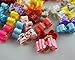 Hixixi 50pcs/pack Cat Small Dog Puppy 3D Mini Size Hair Bows Multicolor Rhinestone Beads With Rubber Bands Pet Hair Accessories Mix Color Random