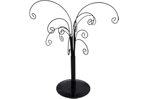 LKPOMI Ornament Display Tree 10.6 Inch Tabletop Display Stand Ornament Holder Hanger Hanging Metal Wire Hook for Halloween Christmas Crystal Glass Balls Bauble Decorations Gift Craft Black(Black)