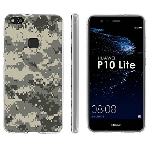 Huawei P10 Lite TPU Silicone Phone Case [Mobiflare] [Clear] Ultraflex Thin  Gel Phone Cover [Green Camo] for Huawei P10 Lite Screen] - Main Image