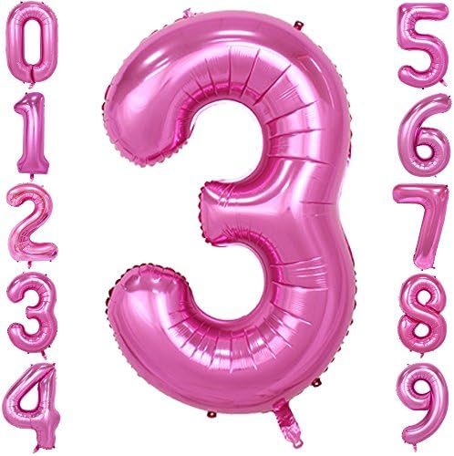 1973 OI 40 Inch Giant Number Balloons Pink Mylar Foil Big Number 3 Large Helium Balloon Birthday Party Decoration