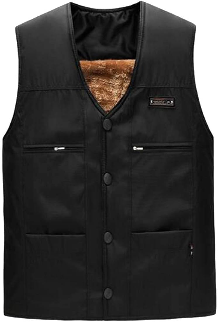 SHOWNO Men's Winter Sleeveless Fleece Lined Down Quilted Vest Puffer Jacket Outerwear: Amazon.ca 
