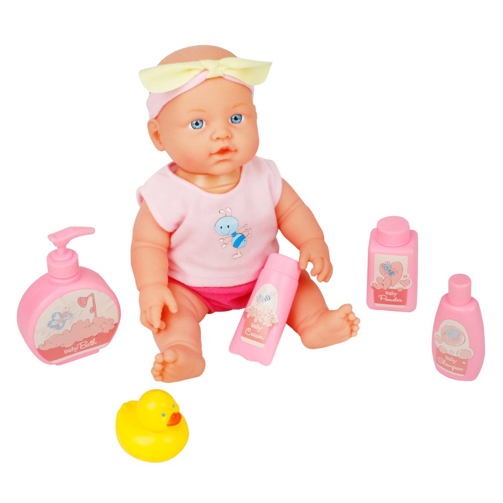 jerryvon Baby Doll Toy Girl Bath Playset Realistic Pretend Play Washable Gifts Accessories for Baby Kid Toddler 3 4 5 6 Years Old
