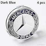 Preteum Mercedes Benz Wheel Center Caps - Set of 4 - Dark Blue Mercedes Benz Wheel Caps - 75mm / 3 Inch – Mercedes Wheel Center Cap – Mercedes Center Caps - Mercedes Wheel Caps - MB Wheels Center Cap