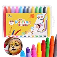 PONLCY Easy Smooth Face Paint Crayons 12 Bright Colors - Non-Toxic Washable Face Painting Kit for Kids -Halloween Christmas Festival Party Make up Paiting Pen Gifts