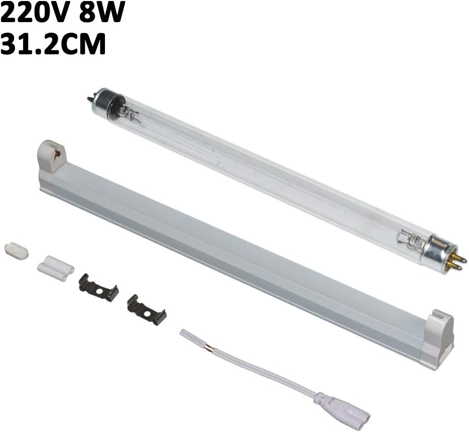 JoyFan UV Germicidal Lamp UV-C Light Ultraviolet Bulb T5 Tube with Fixture UVC Disinfection Sterilizer Kill Dust Mite Quartz lamp for Hospital Bedroom 220v 8W
