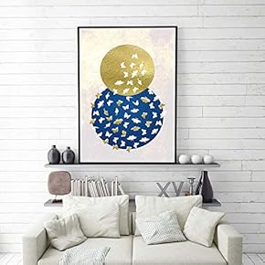SIGNFORD Framed Canvas Home Artwork Decoration Golden Abstract...