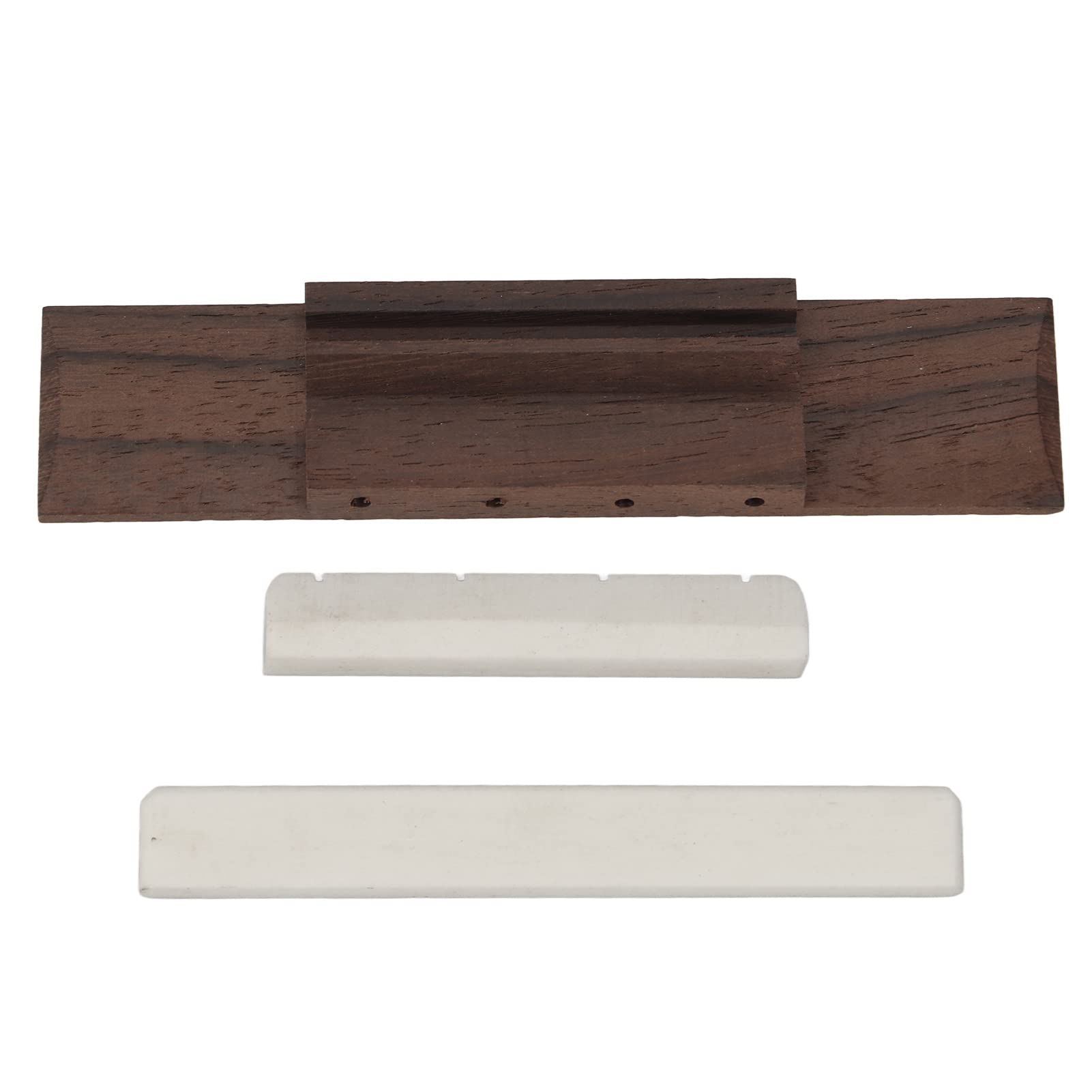 4 String Ukulele Bridge, Accurate Shaped Hard Rosewood Retro Guitar Bridge with Cow Bone Saddle Nut