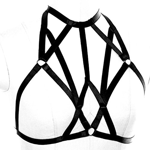 Body Harness Cage Bra Strap Tops Lingerie Gothic Dance Accessories Clothing Dress Wearable Art Body Cage Harness Bra for Women Tops Bondage Strap Body Harness Lingerie Belt Plus Size