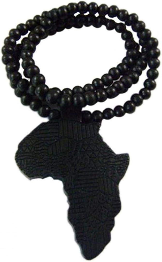 1pc African Map Wooden Pendant Necklace Africa Hip-hop Necklaces Wood