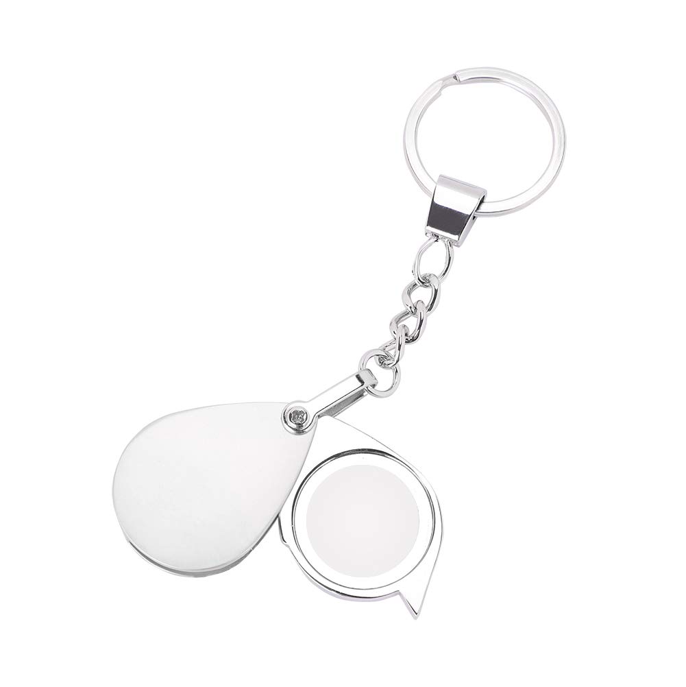 Portable Folding 15X Magnifier Key Ring Mini Metal Pocket Loupe Metal Optical Glass Magnifying Glass with Keychain Handheld Reading Magnifier Magnifying Tool for Jewelry Hobbies Crafts Stamps Coin