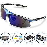 Ponosoon Sports Sunglasses Polarized with 5 Set Interchangeable Lenses for Cycling 0817