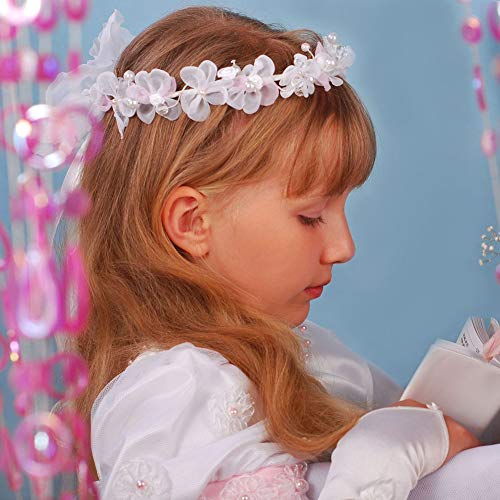 BKpearl Flower Girl Veils, Children's Wedding Veil First Communion Veils and Gloves for Girl(style 2 white)
