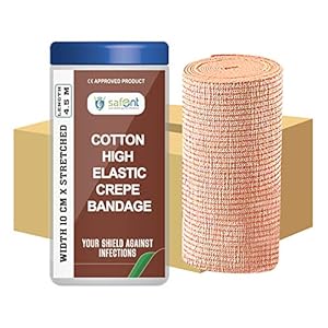 safent SAFE0059-SET-10 Cotton High Elastic Bandage – 4 Inch – (10Cm*4.5M) (Set of 10) (Beige)