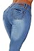 Style G154– Colombian Design, Mid Waist, Butt Lift, Levanta Cola, Skinny Jeans in M. Blue Size 5