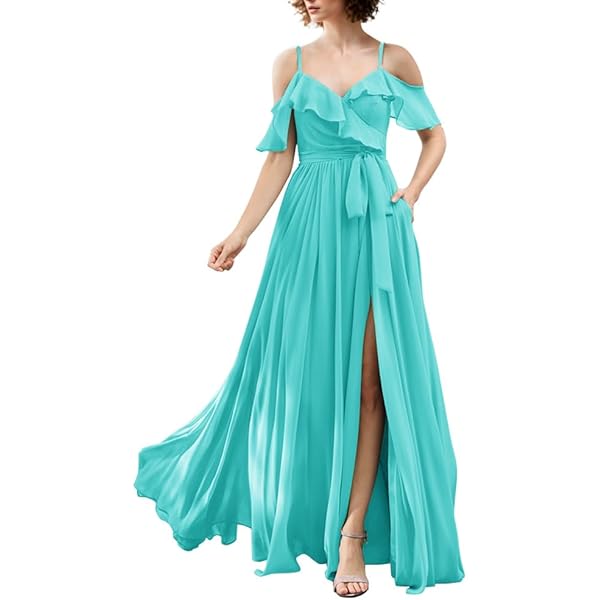 Amazon.com: Fanciest Chiffon Aqua Bridesmaid Dresses V-Neck Long Formal Dress for Women 2026 Cold Shoulder Wedding Guest Dress with Slit US0 : Clothing, Shoes & Jewelry Amazon.com: Fanciest Chiffon Aqua Bridesmaid Dresses V-Neck Long Formal Dress for Women 2026 Cold Shoulder Wedding Guest Dress with Slit US0 : Clothing, Shoes & Jewelry