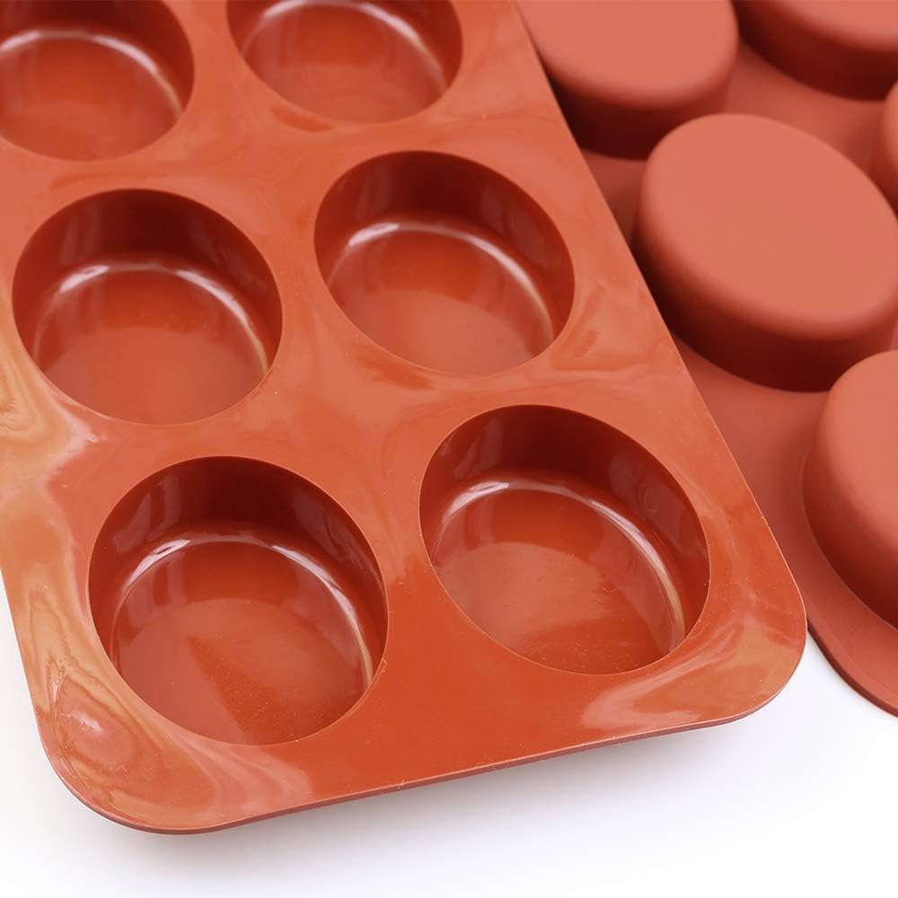homEdge 6-Cavity Oval Silicone Mould, 3 Packs Oval Moulds for Making Handmade Soap Chocolate, Soap Candles and Jelly-Brown - Image 3