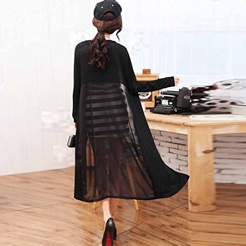 Snowfoller Clearance Women Long-Sleeved Cardigan Jacket Bohemian Style Beach Chiffon Long Cover UPS Kimono Coat Tops (Free Size, Black) - Thumbnail 5