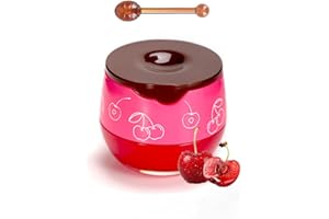 SIGAITWAX Clouds Cherry Lip Sleeping Mask – Bee Propolis Moisturizing Lip Balm in Honey Pot – Exfoliating Overnight Lip Care for Dry and Cracked Lips – Hydrating Natural Lip Scrub