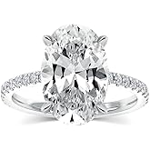 Effinny 3.5ct Solitaire Oval Engagement Ring for Women,14K Gold Plated 925 Sterling Silver Cubic Zirconia Promise Wedding Ring