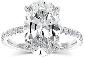 Effinny 3.5ct Solitaire Oval/Radiant Cut Engagement Ring,14K Gold Plated 925 Sterling Silver Cubic Zirconia Promise Ring