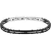 Feifuli Black&Silver Bracelets for Men, Link Chain Stainless Steel Bracelet for Men, Charm Jewelry for Birthday Annivesary Fathers Day Valentines, Dad Husband Boyfriend,Casual Trendy Cool Adjustable
