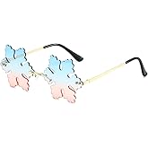 GNOLONG Novelty Snowflake Shape Sunglasses - Irregular Rimless Party Decor Prom Glasses Metal Frame Unisex Cosplay Christmas