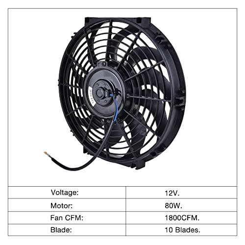 EVIL ENERGY 12 Inch Electric Radiator Cooling Fan 12V 80W Mount Kit - 12.5" x 11.8" x 2.6" - Radiator Fan - Compatible with Automobile Radiators