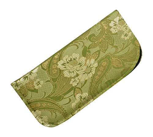 2 Pack Soft Eyeglass Slip Case For Women - Floral Paisley In Sage Green & Blue - Thumbnail 2