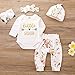 SWNONE Little Sister Newborn Outfit Bodysuit Tops Floral Pants Bowknot Headband Hat Outfits Set (White, 0-6 m)
