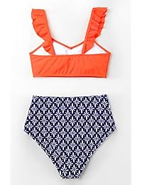 CUPSHE Tangerine Bikini de cintura alta con volantes para dama