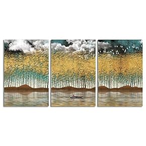 Canvas Wall Art Abstract Forests Painting Artwork for Home Prints Framed - 16"x24" x 3 Panels
