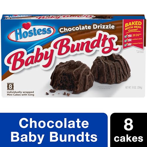 HOSTESS CHOCOLATE DRIZZLE BABY BUNDTS, 8 CAKES