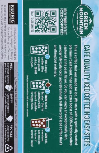 GREEN MOUNTAIN COFFEE ROASTERS ICED CLASSIC BLACK, SINGLE SERVE KEURIG K-CUP PODS, MEDIUM ROAST ICED COFFEE, 12 COUNT