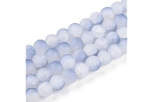 50Pcs Crackle Glass Bead 8mm Frosted Two Tone Round for DIY Jewelry Making Necklace Bracelet Earring Keychains Handmade Craft
