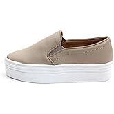 epdavin Women's Casual Simple Slip-On Mid Heels Platform Shoes Fashion Sneakers