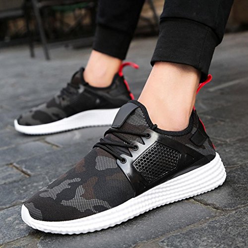 Tenworld Men's Fashion Sneakers Breathable Athletic Casual Sports Running Shoes (8, Black) - Thumbnail 2