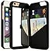 iPhone 7 Case, Bastex Black Hidden Back Mirror Wallet Case with Stand Feature and Card Holder for Apple iPhone 7