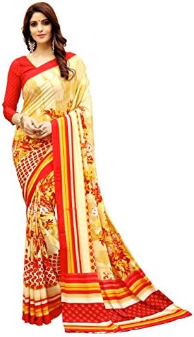 White World Embroidered multi colored Georgette saree for women's Latest design party wear wedding and casual