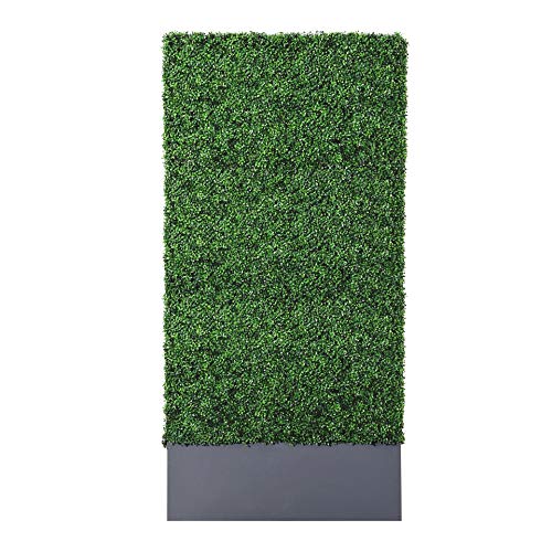 AGPL Upgraded Artificial Boxwood Hedge Wall with Dark Gray Stainless