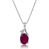 Red Ruby Necklaces for Women 925 Sterling Silver Oval Cut 18In Chain with Spring Ring Clasp 8x6mm Ruby Necklace Stone Pendants Gemstone Necklace July Birthstone Necklace for Women Ruby Jewelry