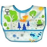 green sprouts Wipe-Off Bib (Single) | Waterproof Protection for Messy Eaters | Flip-Pocket Easily Catches Stray Food, Extra-Long Coverage to Protect Clothes, Adjustable Closure